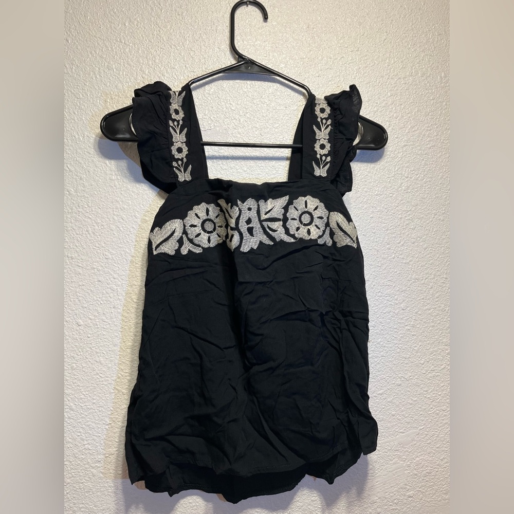 Black Embroidered Women's Top